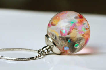 Kette Pusteblume Glitzer Discokugel moderner Glücksbringer in Regenbogenfarben als romantisches Geschenk für sie Frau Freundin Mutter